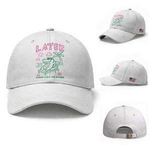Later Gator School's Out for Summer Baseball Cap Funny Last Day of School TS11 Baseball Cap Universal Fit White Print Your Wear
