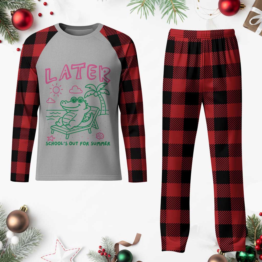 Later Gator School's Out for Summer Plaid Pajama Set Funny Last Day of School TS11 Buffalo Plaid Print Your Wear