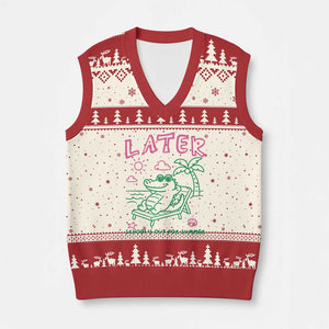 Later Gator School's Out for Summer V-Neck Knit Sweater Vest Funny Last Day of School TS11 Beige Red Print Your Wear