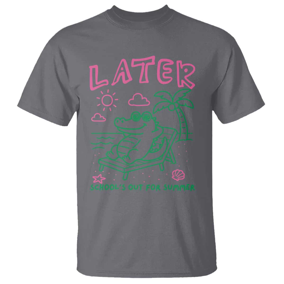 Later Gator School's Out for Summer T Shirt Funny Last Day of School TS11 Charcoal Print Your Wear
