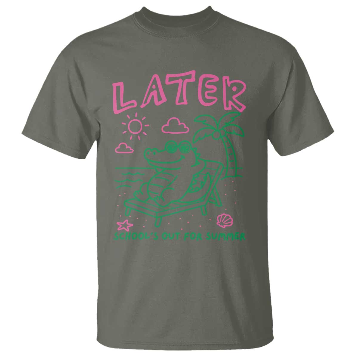 Later Gator School's Out for Summer T Shirt Funny Last Day of School TS11 Military Green Print Your Wear