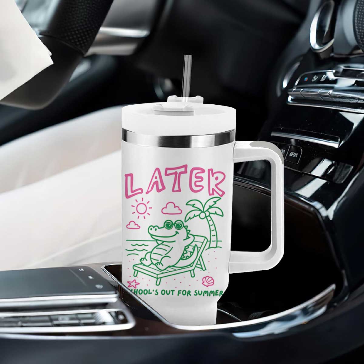 Later Gator School's Out for Summer Tumbler With Handle Funny Last Day of School TS11 Print Your Wear