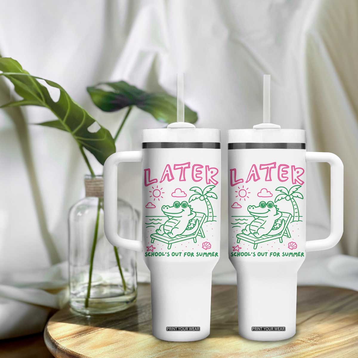 Later Gator School's Out for Summer Tumbler With Handle Funny Last Day of School TS11 Print Your Wear