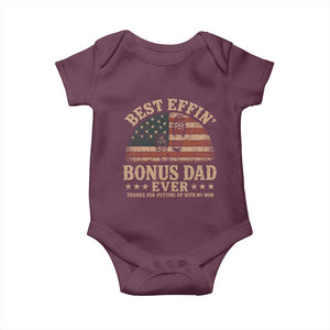 Best Effin Bonus Dad Ever Baby Onesie Step Dad American Flag Father's Day Gifts TS11 Maroon Print Your Wear