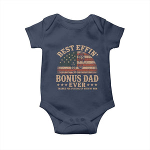 Best Effin Bonus Dad Ever Baby Onesie Step Dad American Flag Father's Day Gifts TS11 Navy Print Your Wear