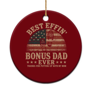 Best Effin Bonus Dad Ever Ceramic Ornament Step Dad American Flag Father's Day Gifts TS11 1pc Red Print Your Wear