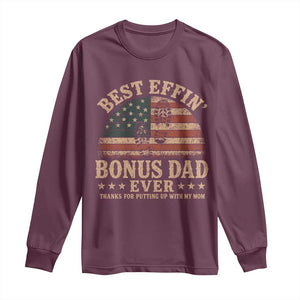 Best Effin Bonus Dad Ever Long Sleeve Shirt Step Dad American Flag Father's Day Gifts TS11 Maroon Print Your Wear