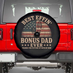 Best Effin Bonus Dad Ever Spare Tire Cover Step Dad American Flag Father's Day Gifts TS11 Black Print Your Wear