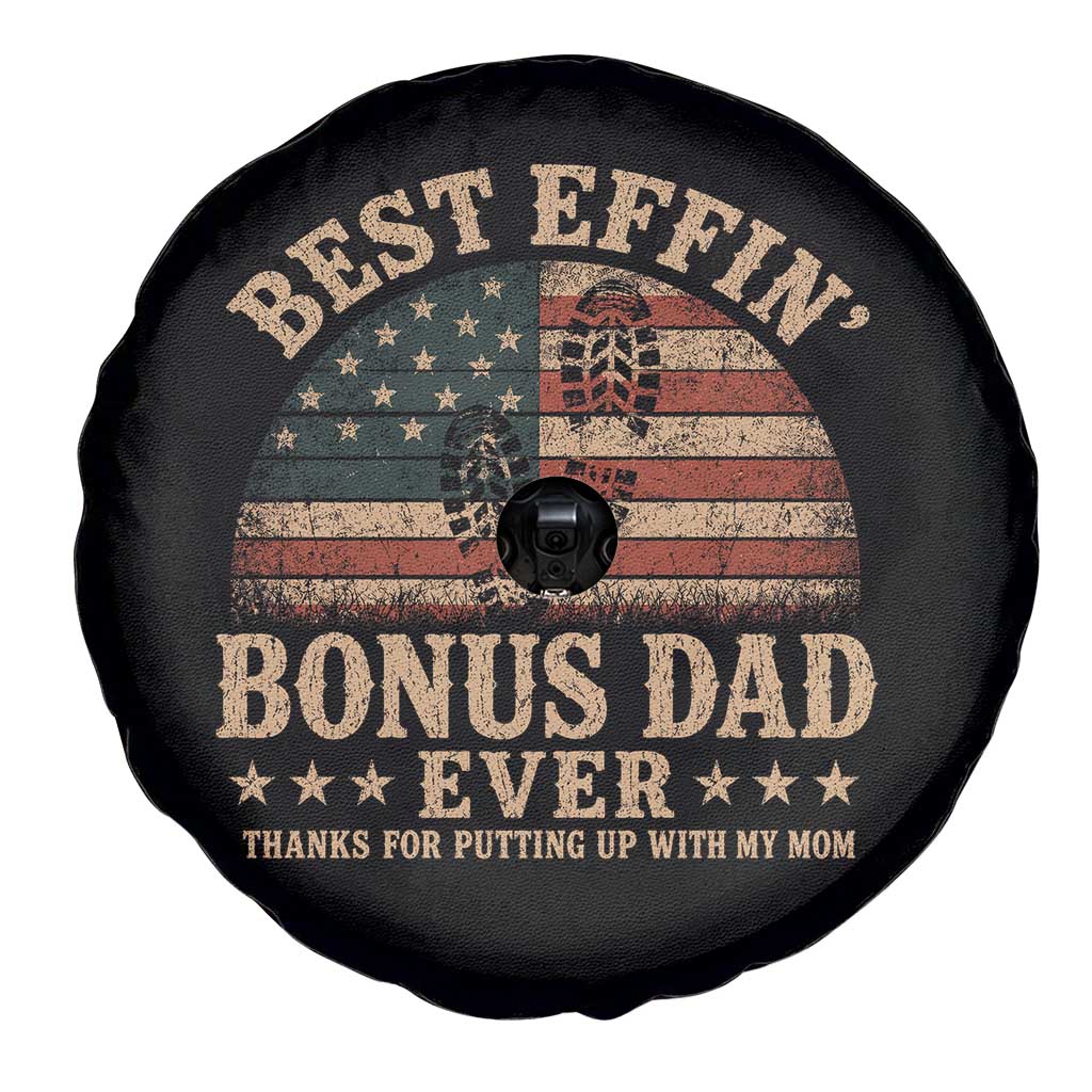 Best Effin Bonus Dad Ever Spare Tire Cover Step Dad American Flag Father's Day Gifts TS11 Print Your Wear
