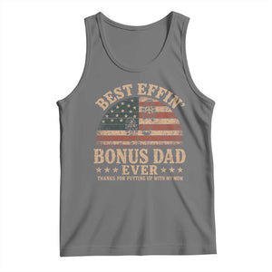 Best Effin Bonus Dad Ever Tank Top Step Dad American Flag Father's Day Gifts TS11 Black Heather Print Your Wear