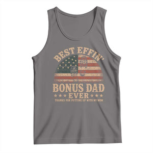 Best Effin Bonus Dad Ever Tank Top Step Dad American Flag Father's Day Gifts TS11 Deep Heather Print Your Wear