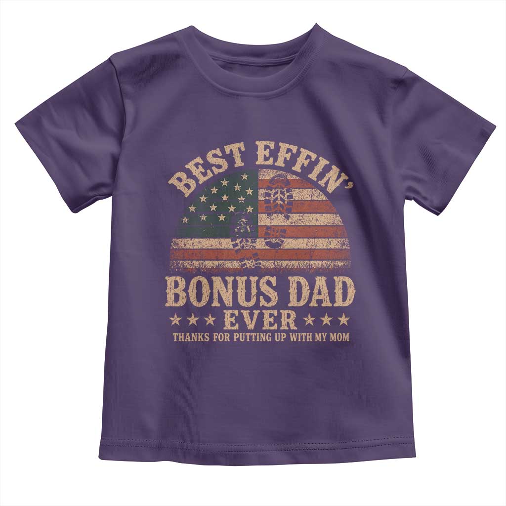 Best Effin Bonus Dad Ever Toddler T Shirt Step Dad American Flag Father's Day Gifts TS11 Purple Print Your Wear
