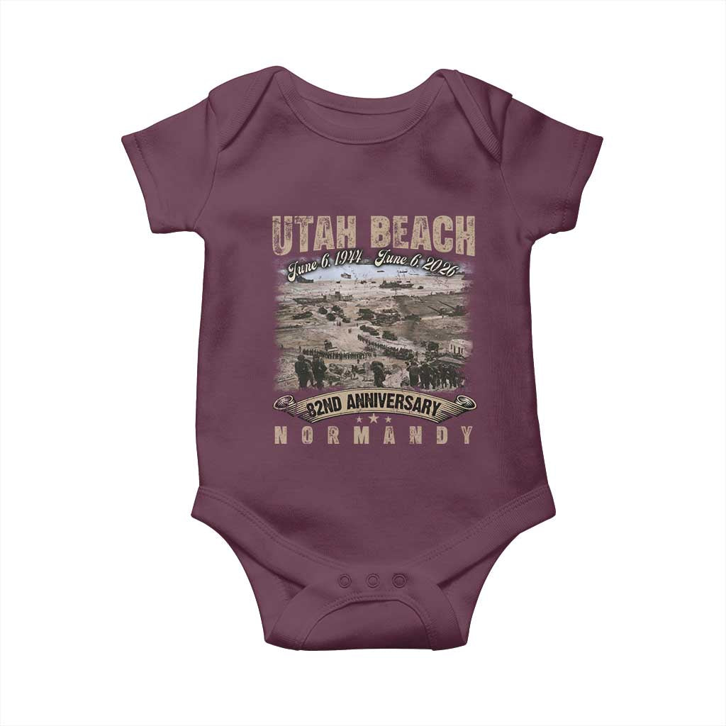 Utah Beach D Day Baby Onesie 82nd Anniversary Honor History Normandy WWII TS11 Maroon Print Your Wear