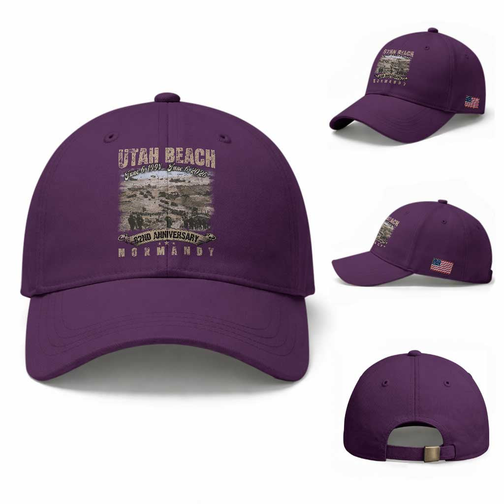 Utah Beach D Day Baseball Cap 82nd Anniversary Honor History Normandy WWII TS11 Baseball Cap Universal Fit Purple Print Your Wear