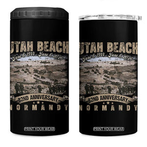 Utah Beach D Day 4 in 1 Can Cooler Tumbler 82nd Anniversary Honor History Normandy WWII TS11 One Size: 16 oz Black Print Your Wear