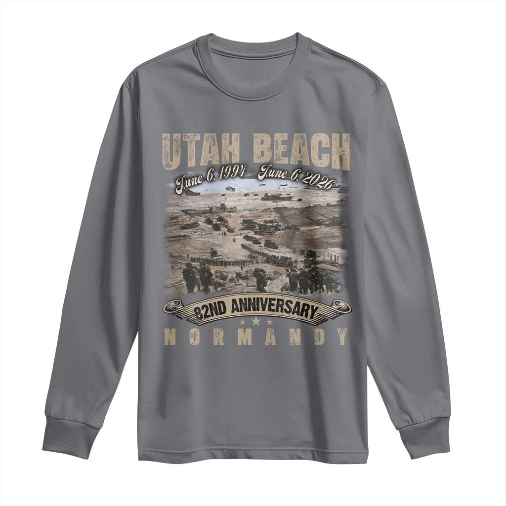 Utah Beach D Day Long Sleeve Shirt 82nd Anniversary Honor History Normandy WWII TS11 Charcoal Print Your Wear