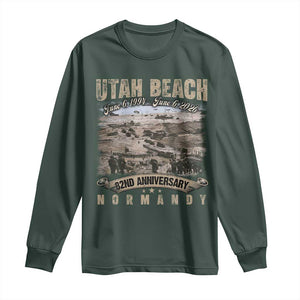 Utah Beach D Day Long Sleeve Shirt 82nd Anniversary Honor History Normandy WWII TS11 Dark Forest Green Print Your Wear
