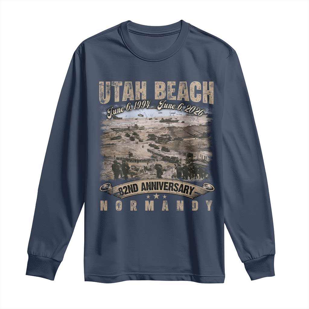 Utah Beach D Day Long Sleeve Shirt 82nd Anniversary Honor History Normandy WWII TS11 Navy Print Your Wear
