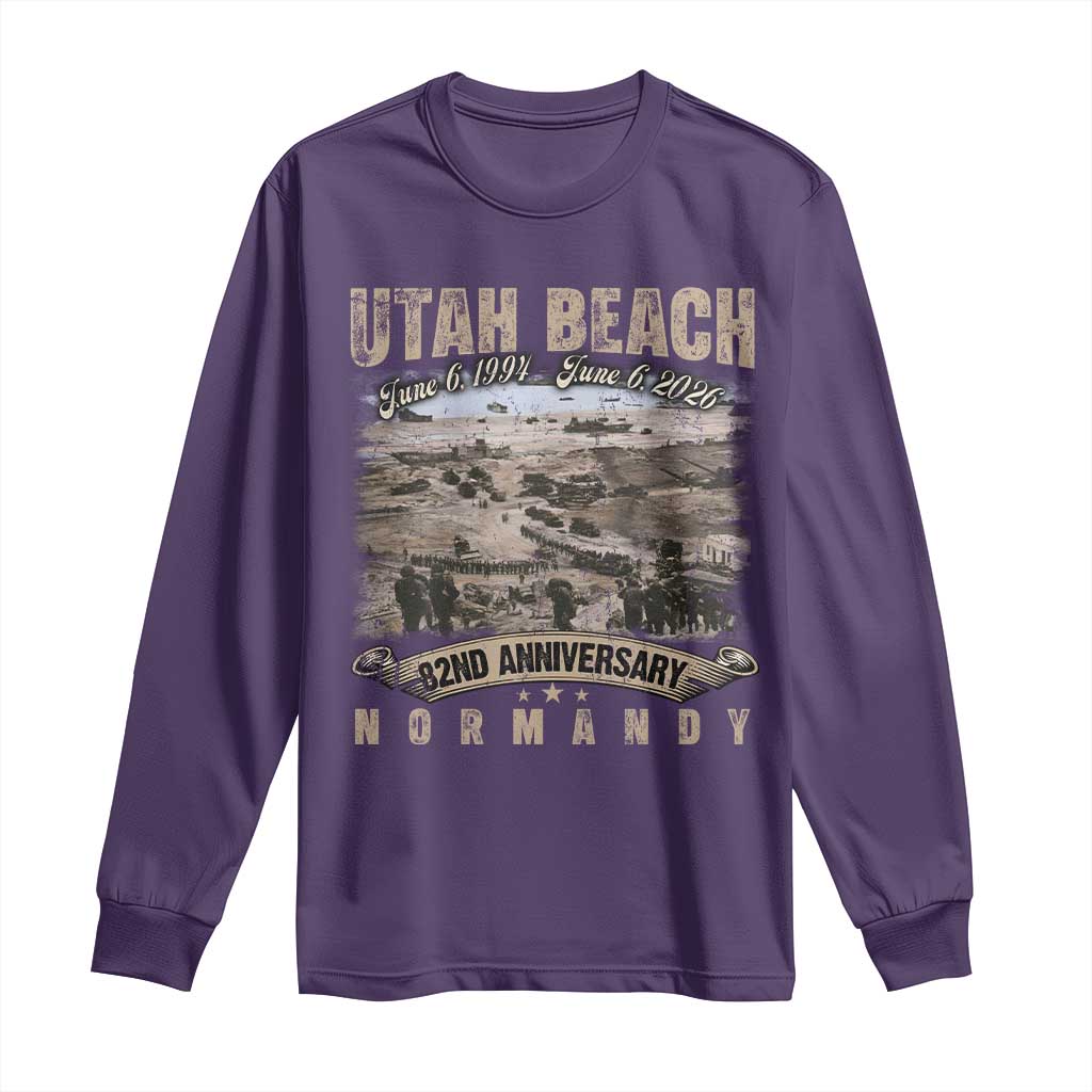Utah Beach D Day Long Sleeve Shirt 82nd Anniversary Honor History Normandy WWII TS11 Purple Print Your Wear