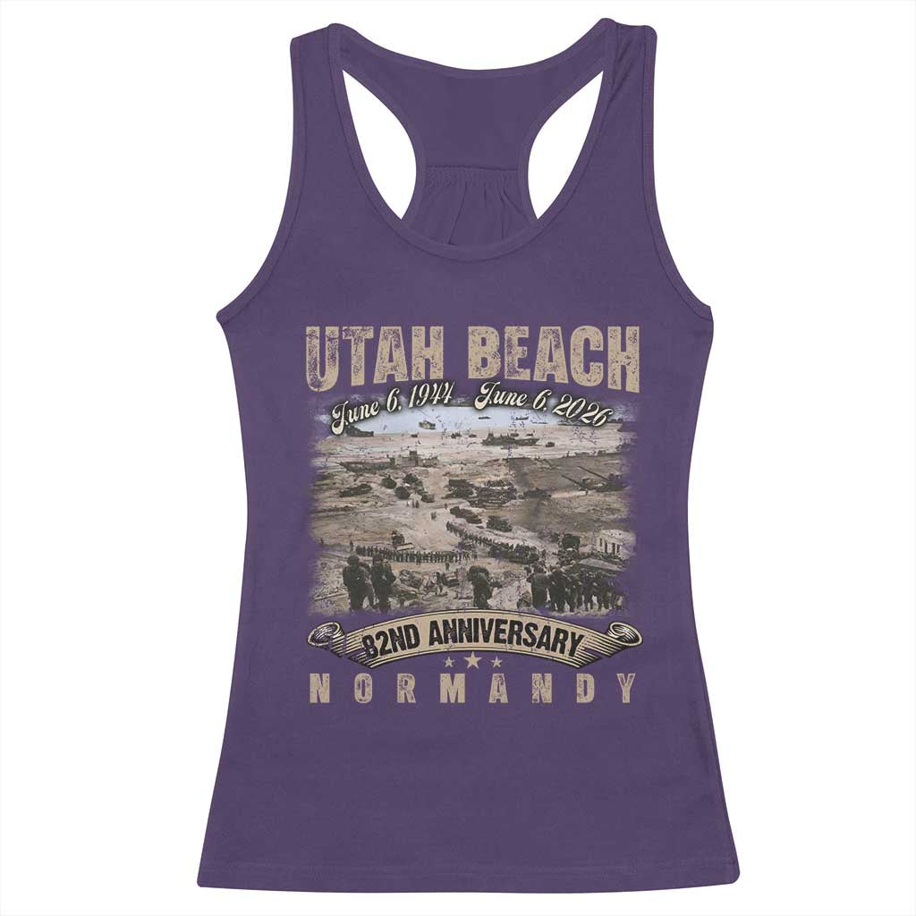 Utah Beach D Day Racerback Tank Top 82nd Anniversary Honor History Normandy WWII TS11 Purple Print Your Wear