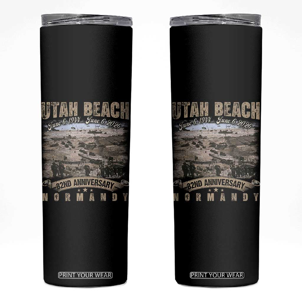 Utah Beach D Day Skinny Tumbler 82nd Anniversary Honor History Normandy WWII TS11 Black Print Your Wear