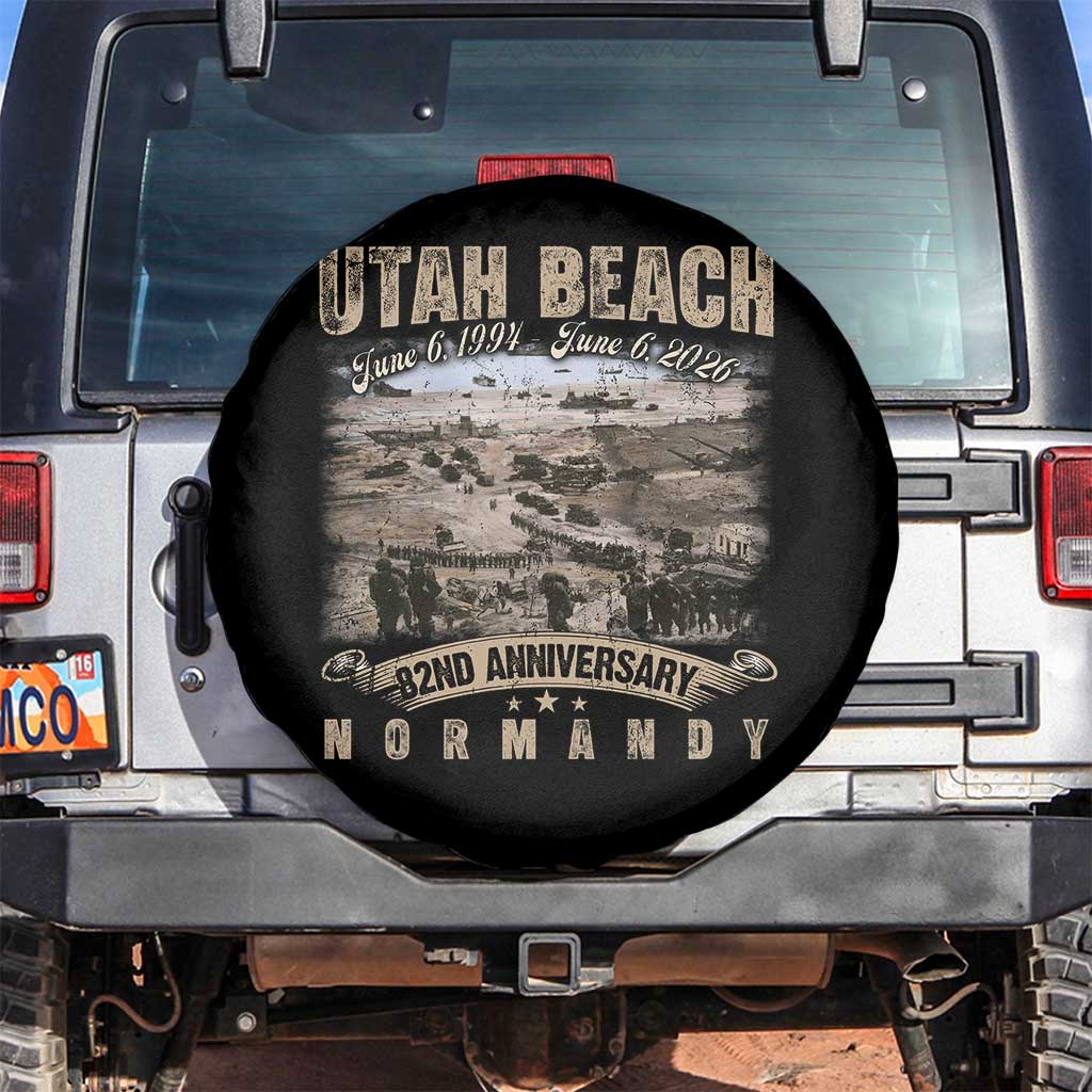 Utah Beach D Day Spare Tire Cover 82nd Anniversary Honor History Normandy WWII TS11 No hole Black Print Your Wear
