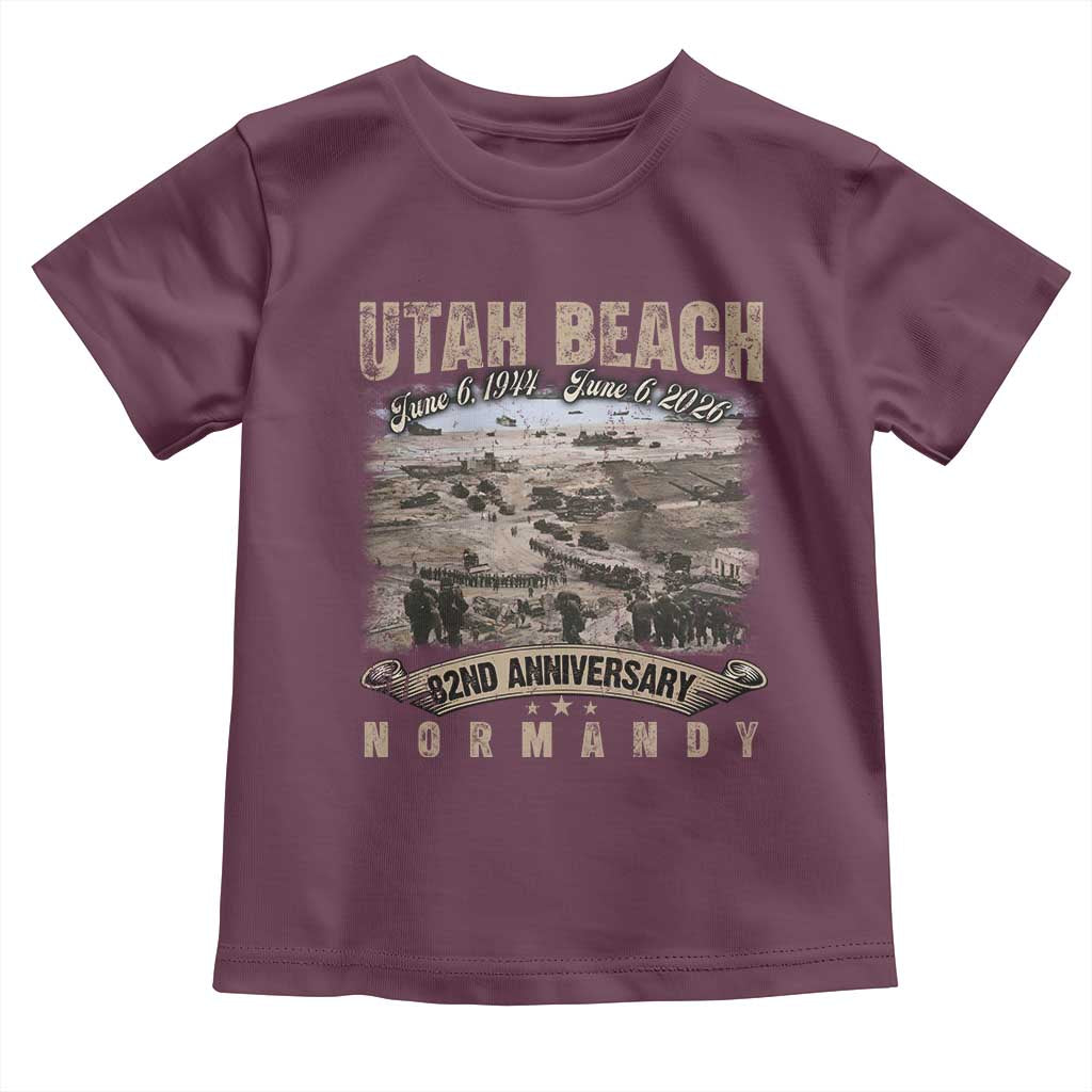 Utah Beach D Day Toddler T Shirt 82nd Anniversary Honor History Normandy WWII TS11 Maroon Print Your Wear