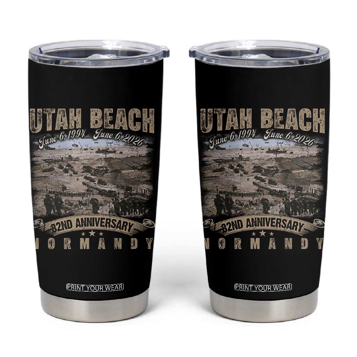 Utah Beach D Day Tumbler Cup 82nd Anniversary Honor History Normandy WWII TS11 Black Print Your Wear