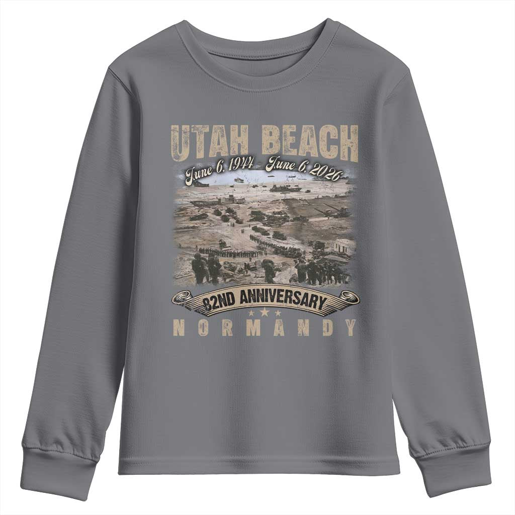 Utah Beach D Day Youth Sweatshirt 82nd Anniversary Honor History Normandy WWII TS11 Charcoal Print Your Wear