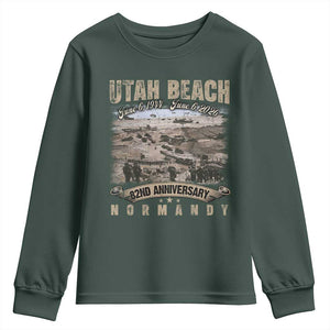 Utah Beach D Day Youth Sweatshirt 82nd Anniversary Honor History Normandy WWII TS11 Dark Forest Green Print Your Wear