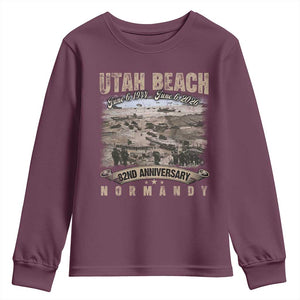 Utah Beach D Day Youth Sweatshirt 82nd Anniversary Honor History Normandy WWII TS11 Maroon Print Your Wear