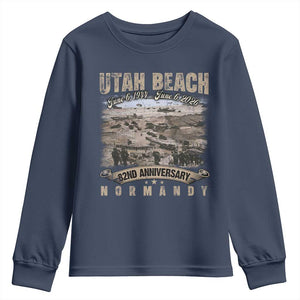 Utah Beach D Day Youth Sweatshirt 82nd Anniversary Honor History Normandy WWII TS11 Navy Print Your Wear