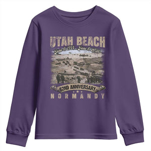 Utah Beach D Day Youth Sweatshirt 82nd Anniversary Honor History Normandy WWII TS11 Purple Print Your Wear