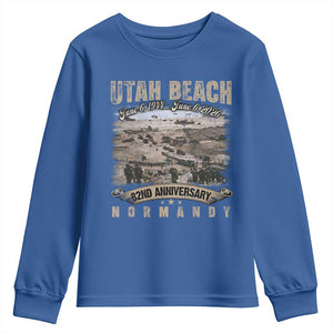 Utah Beach D Day Youth Sweatshirt 82nd Anniversary Honor History Normandy WWII TS11 Royal Blue Print Your Wear