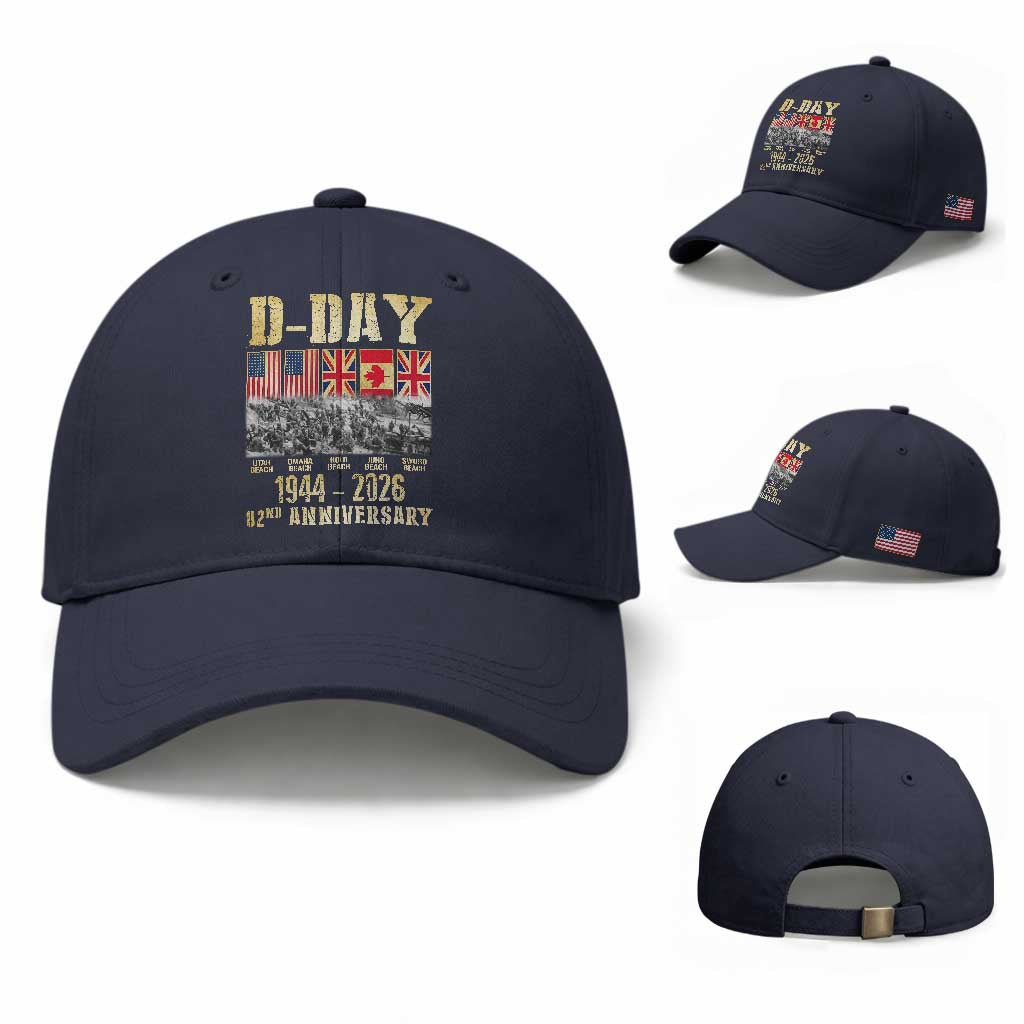 D Day 82nd Anniversary Honor History Normandy WWII Baseball Cap TS11 Baseball Cap Universal Fit Navy Print Your Wear