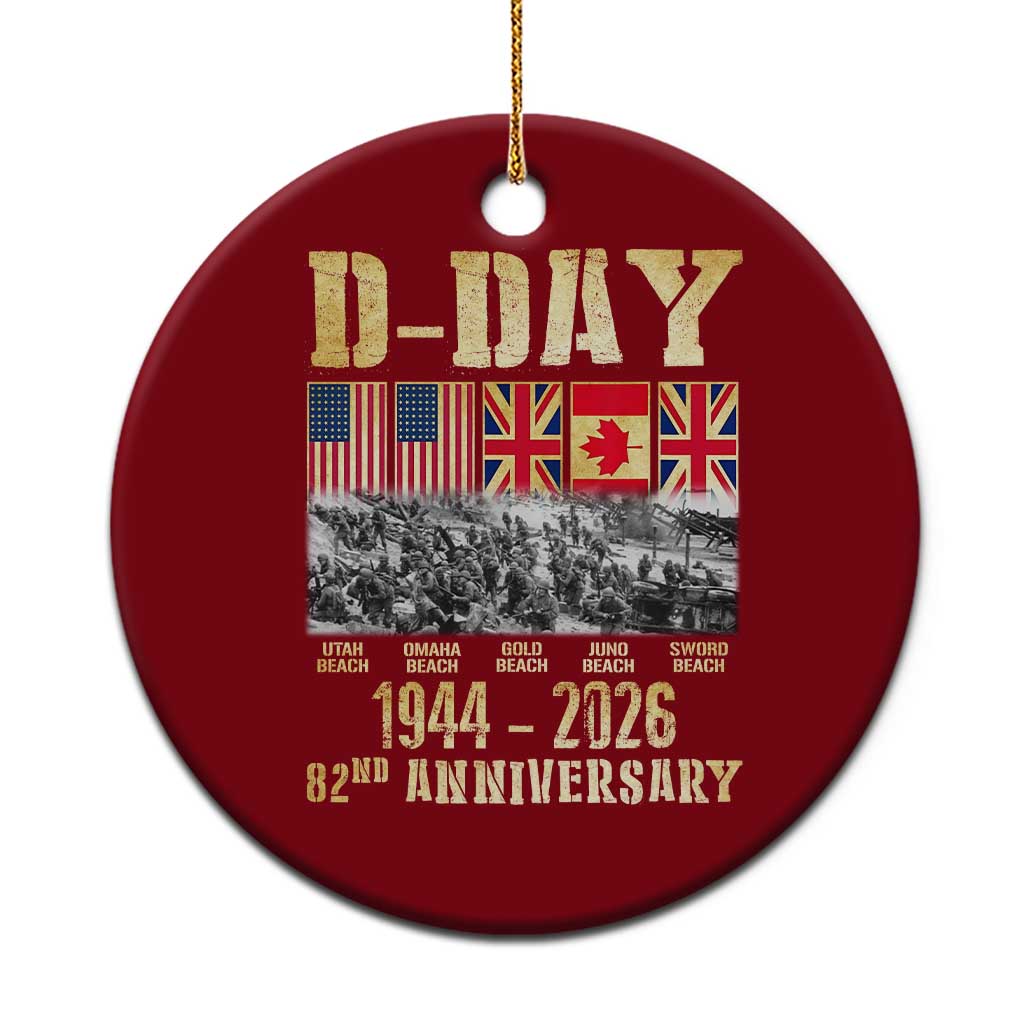 D Day 82nd Anniversary Honor History Normandy WWII Ceramic Ornament TS11 1pc Red Print Your Wear