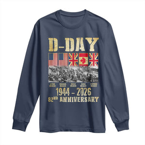 D Day 82nd Anniversary Honor History Normandy WWII Long Sleeve Shirt TS11 Navy Print Your Wear