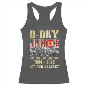 D Day 82nd Anniversary Honor History Normandy WWII Racerback Tank Top TS11 Dark Heather Print Your Wear