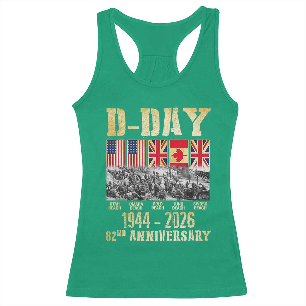 D Day 82nd Anniversary Honor History Normandy WWII Racerback Tank Top TS11 Irish Green Print Your Wear