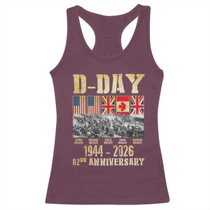 D Day 82nd Anniversary Honor History Normandy WWII Racerback Tank Top TS11 Maroon Print Your Wear