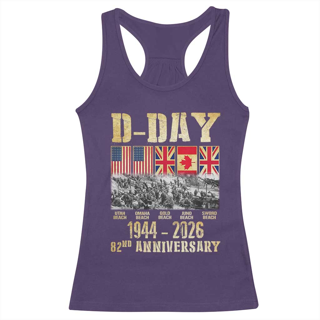 D Day 82nd Anniversary Honor History Normandy WWII Racerback Tank Top TS11 Purple Print Your Wear