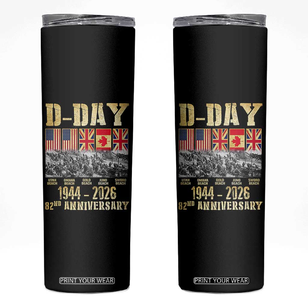 D Day 82nd Anniversary Honor History Normandy WWII Skinny Tumbler TS11 Black Print Your Wear