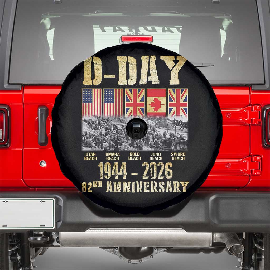 D Day 82nd Anniversary Honor History Normandy WWII Spare Tire Cover TS11 Black Print Your Wear