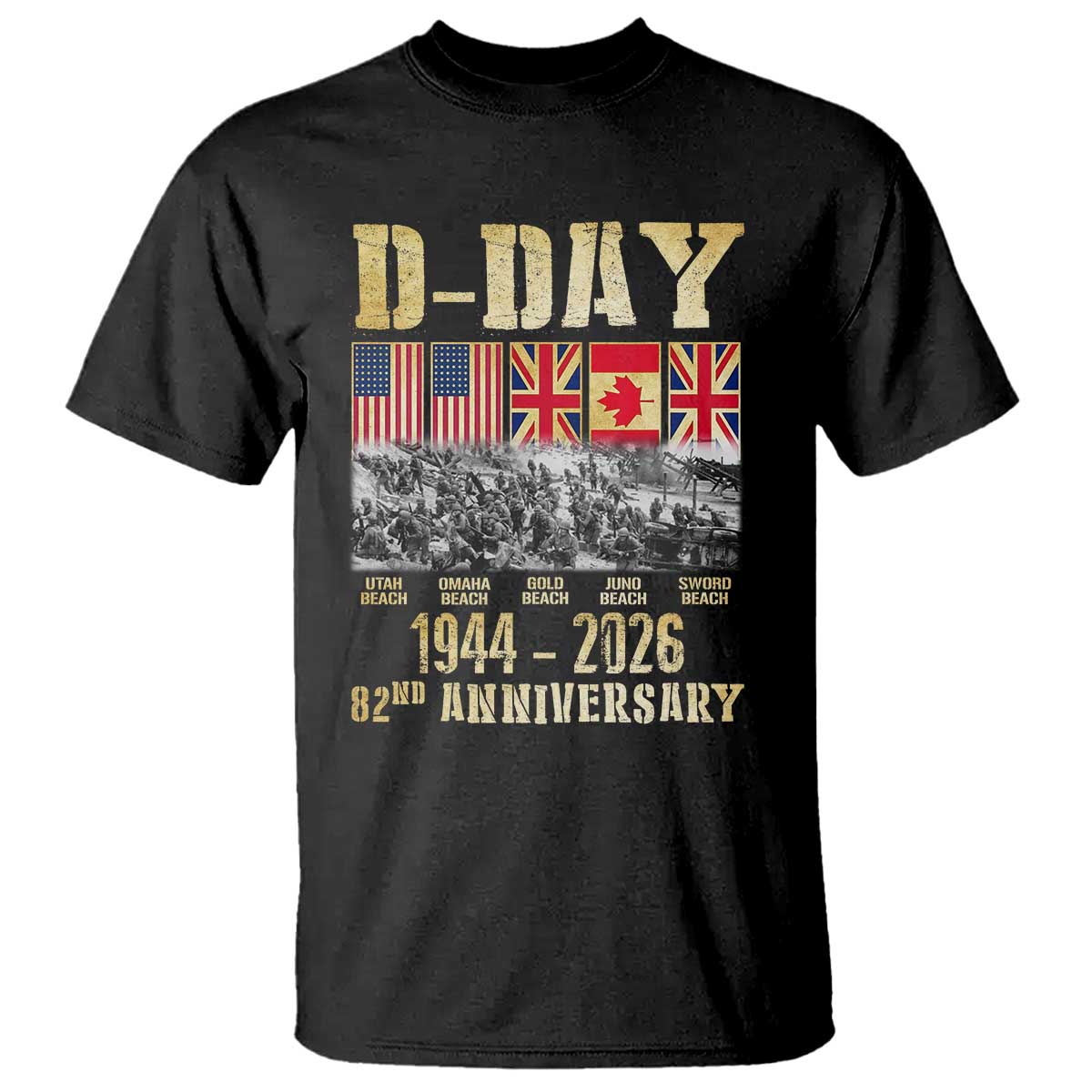D Day 82nd Anniversary Honor History Normandy WWII T Shirt TS11 Black Print Your Wear