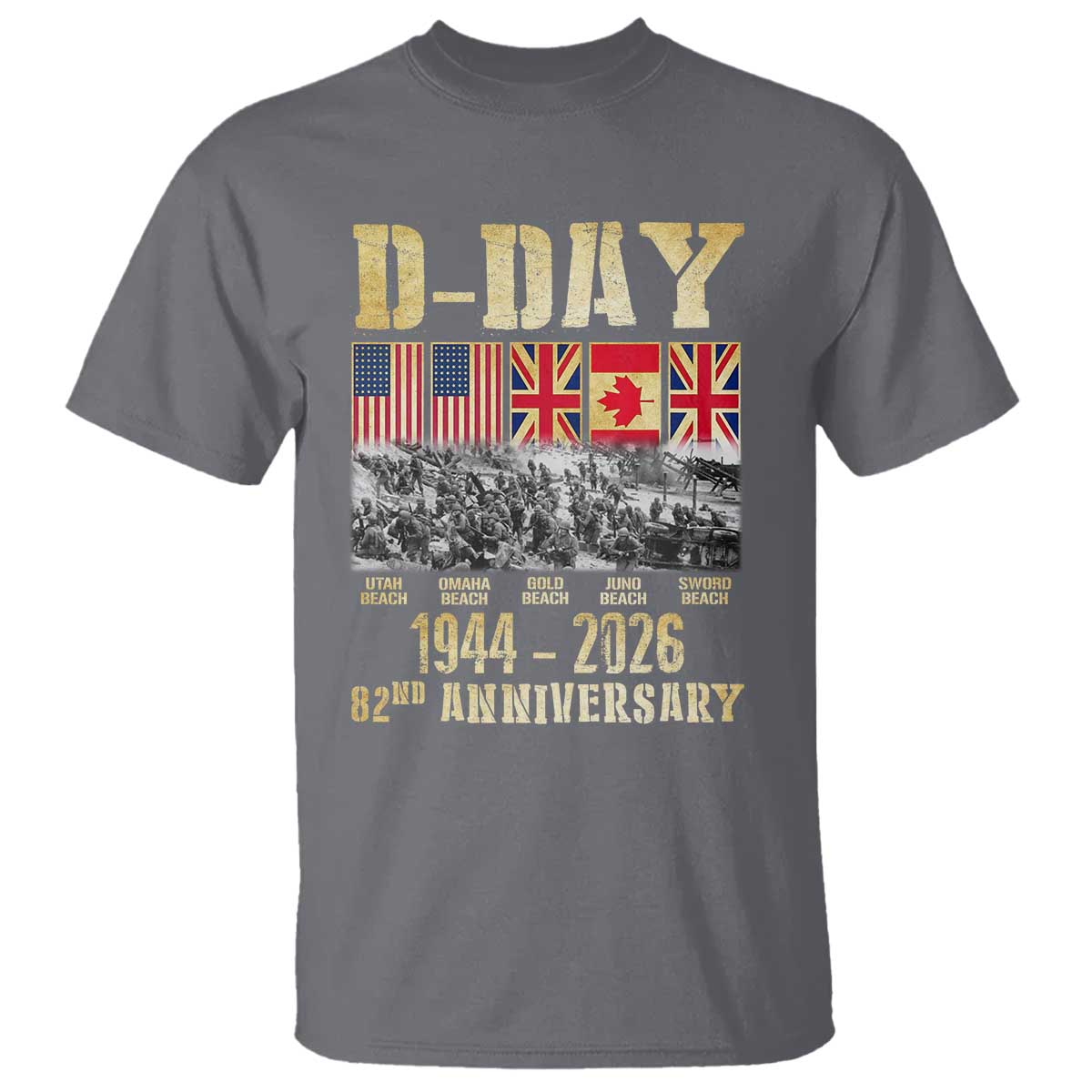 D Day 82nd Anniversary Honor History Normandy WWII T Shirt TS11 Charcoal Print Your Wear