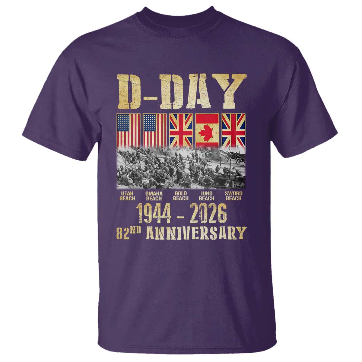 D Day 82nd Anniversary Honor History Normandy WWII T Shirt TS11 Purple Print Your Wear