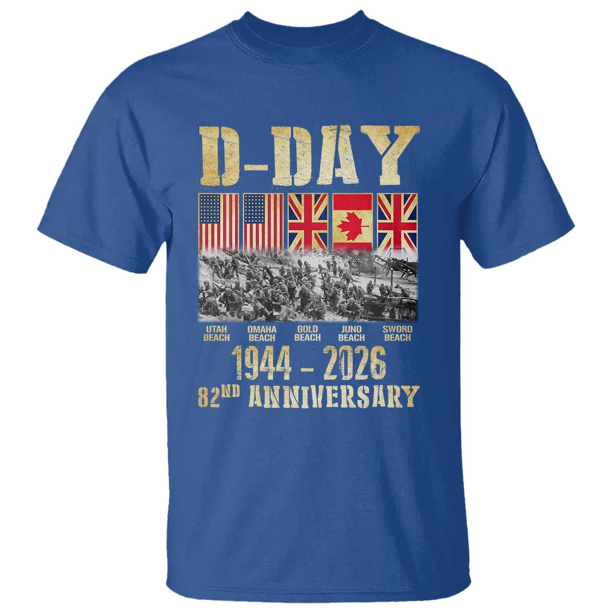 D Day 82nd Anniversary Honor History Normandy WWII T Shirt TS11 Royal Blue Print Your Wear