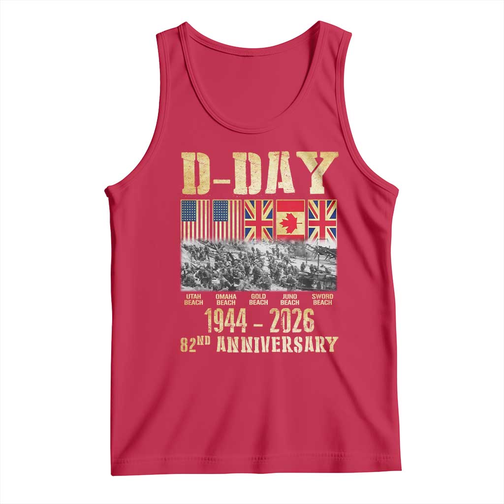 D Day 82nd Anniversary Honor History Normandy WWII Tank Top TS11 Red Print Your Wear
