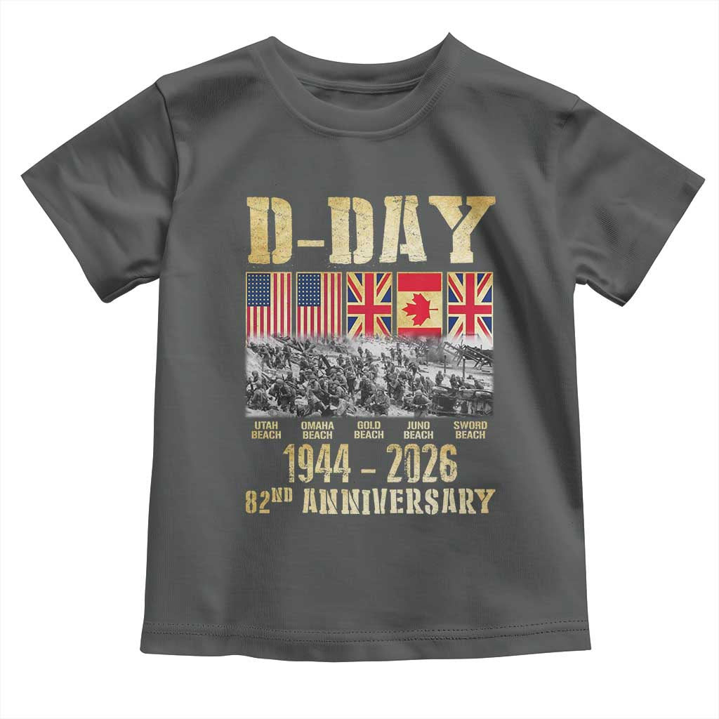 D Day 82nd Anniversary Honor History Normandy WWII Toddler T Shirt TS11 Dark Heather Print Your Wear