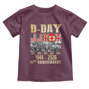 D Day 82nd Anniversary Honor History Normandy WWII Toddler T Shirt TS11 Maroon Print Your Wear